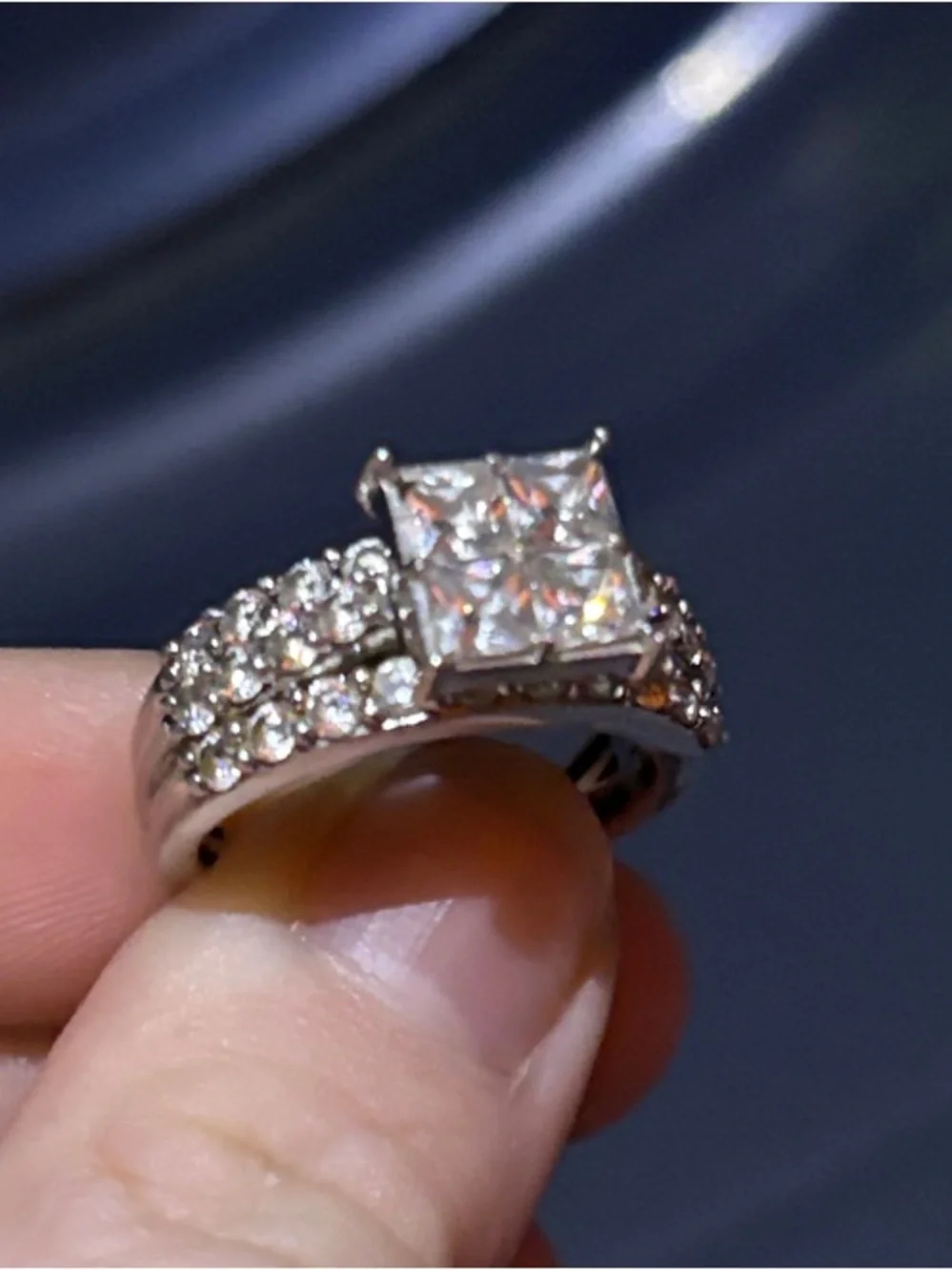 JTV Sterling Silver Square Cut Ring Size 9